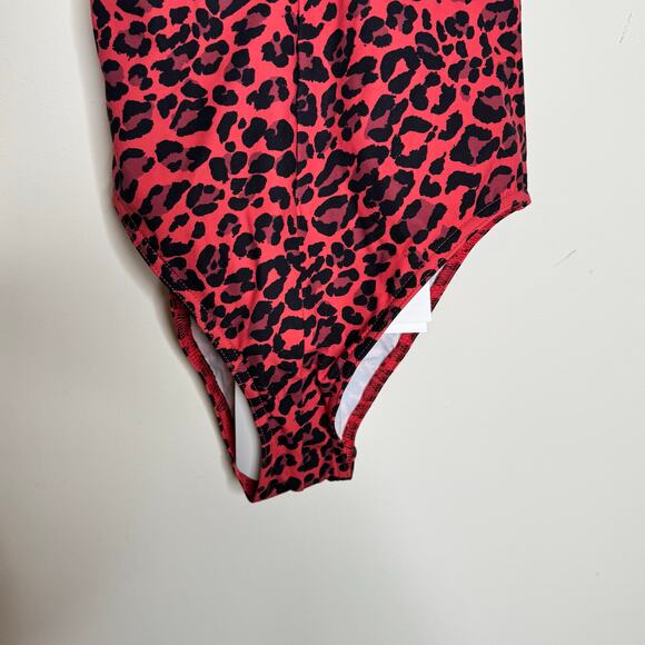 Zimmermann Sculpt Tie Halter Neck One Piece Swimsuit Red Leopard NWT Size 2-4 XS - Picture 5 of 11